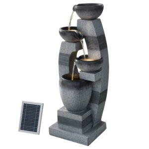 Gardeon Solar Fountain Water Feature Outdoor Fountain Indoor 4-Tier Bowl Cascading Grey product image
