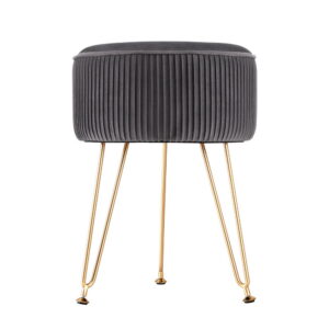 Artiss Grey Velvet Round Ottoman Foot Stool – Sumo Deals Artiss Ottoman Foot Stool Vanity Velvet Round Grey Product Image