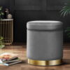 Artiss Ottoman Storage Foot Stool Round Velvet Charcoal product image