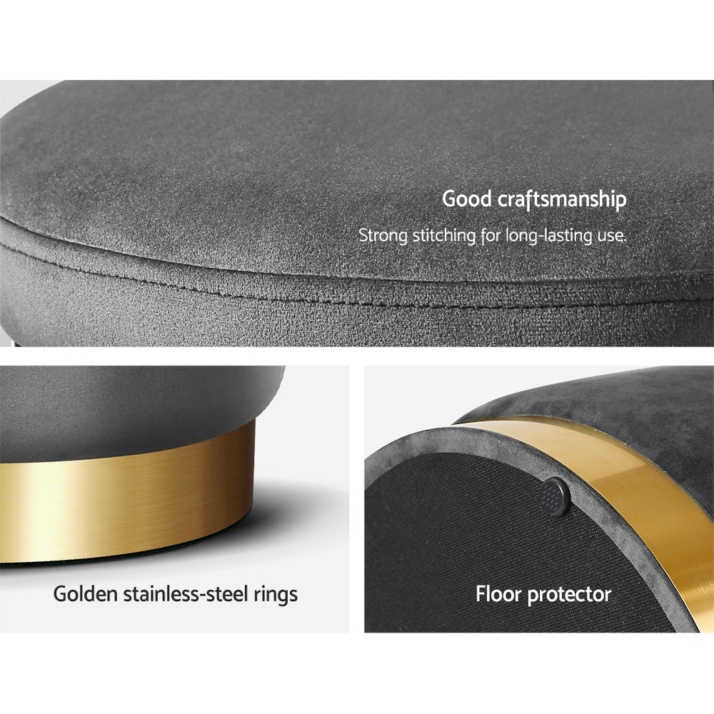 Artiss Ottoman Storage Stool Round Velvet Charcoal – Sumo Deals Artiss Ottoman Storage Foot Stool Round Velvet Charcoal Product Image