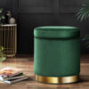 Artiss Ottoman Storage Foot Stool Round Velvet Green product image
