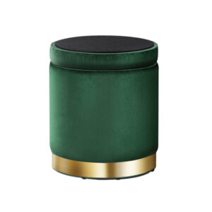 Artiss Round Velvet Green Storage Ottoman – Sumo Deals Artiss Ottoman Storage Foot Stool Round Velvet Green Product Image