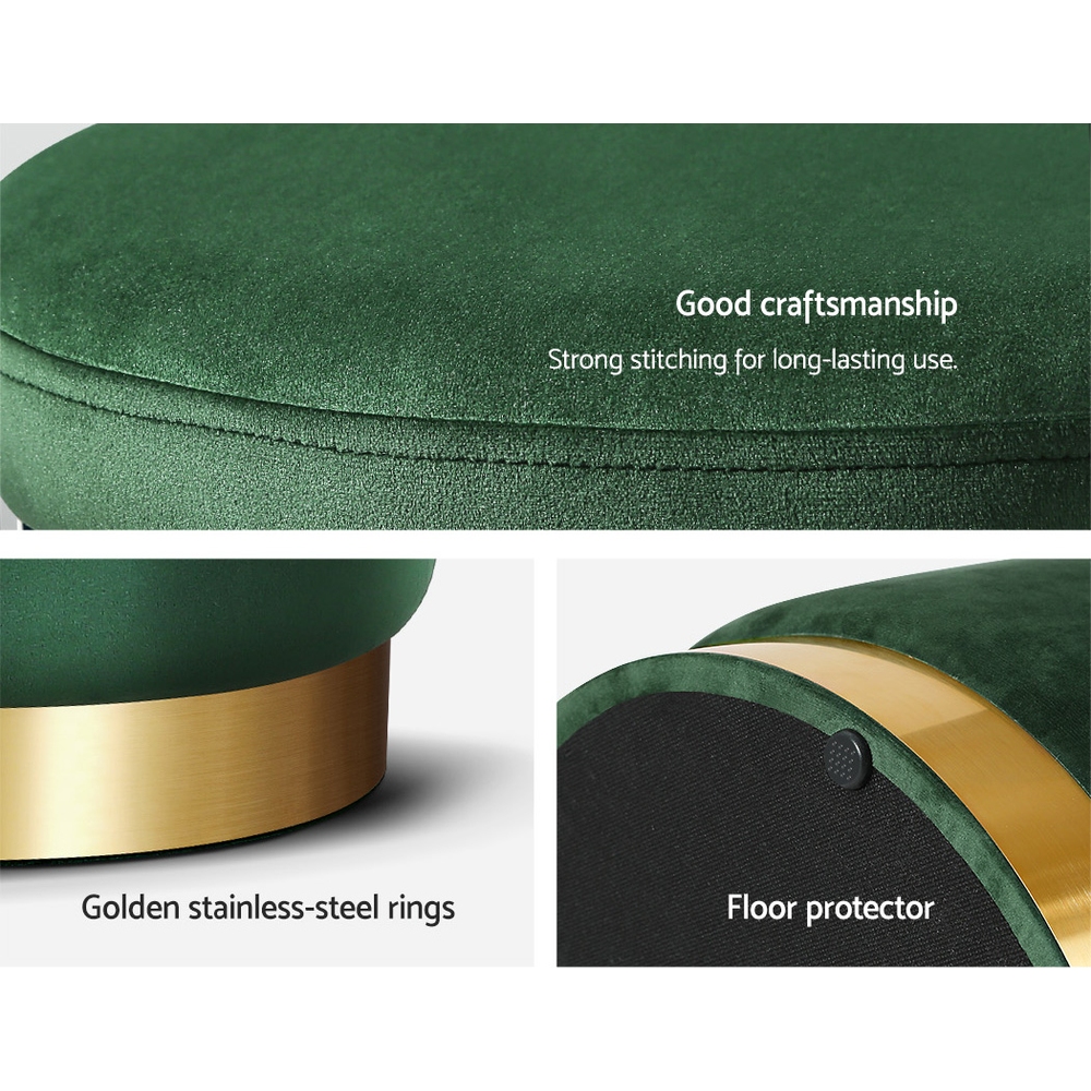 Artiss Round Velvet Green Storage Ottoman – Sumo Deals Artiss Ottoman Storage Foot Stool Round Velvet Green Product Image