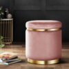 Artiss Ottoman Foot Stool Round Velvet Pink product image