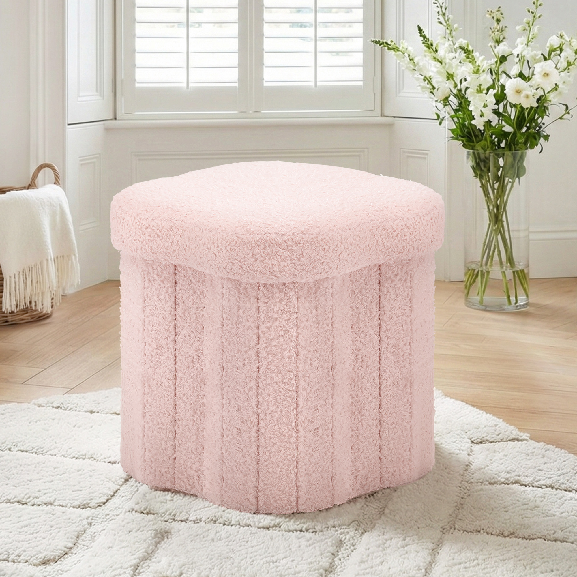 Artiss Storage Ottoman Foot Stool Foldable Pink – Sumo Deals Artiss Storage Ottoman Foot Stool Foldable Pink Product Image