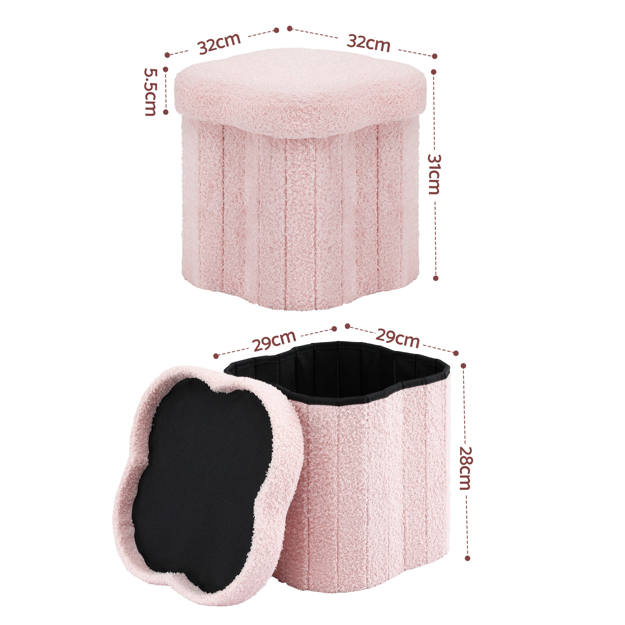 Artiss Storage Ottoman Foot Stool Foldable Pink – Sumo Deals Artiss Storage Ottoman Foot Stool Foldable Pink Product Image