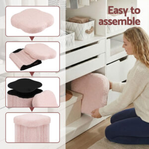 Artiss Storage Ottoman Foot Stool Foldable Pink – Sumo Deals Artiss Storage Ottoman Foot Stool Foldable Pink Product Image