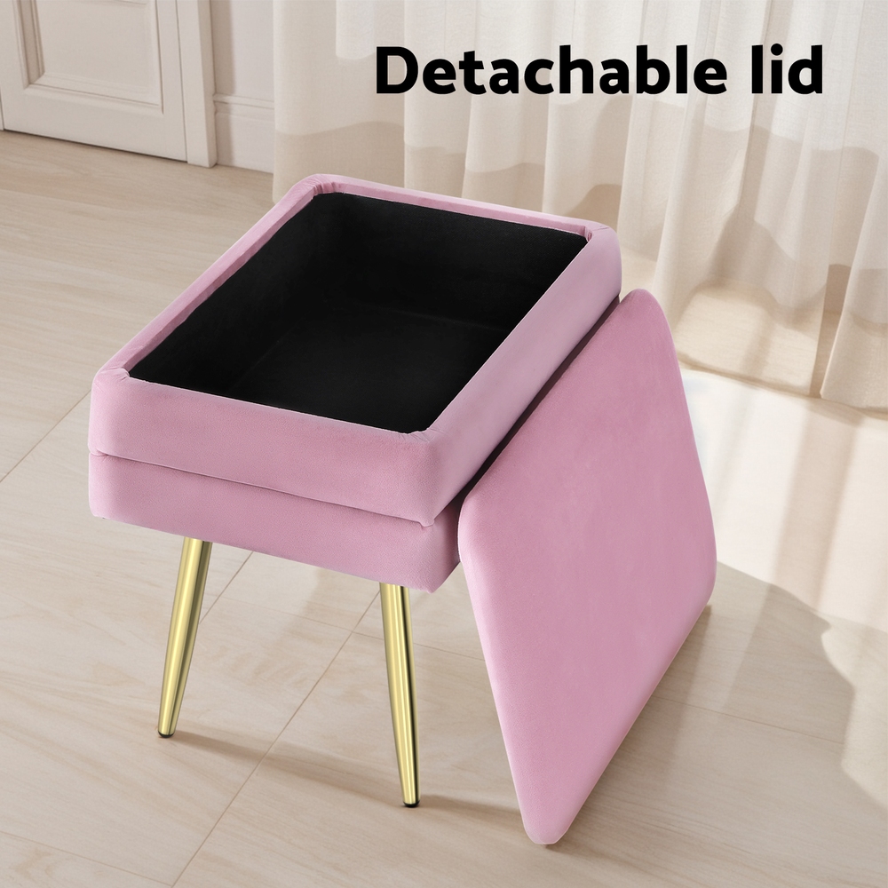 Artiss Ottoman Storage Stool - Velvet Pink – Sumo Deals Artiss Ottoman Storage Foot Stool Vanity Velvet Pink Product Image
