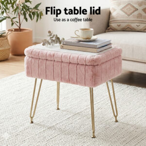 Artiss Storage Ottoman | Pink Vanity Foot Stool – Sumo Deals Artiss Storage Ottoman Vanity Foot Stool Pink Product Image