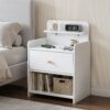 Artiss Bedside Table Drawer Charging Station White Product Image