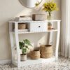 Artiss Console Table Entryway Hallway Sofa Side Table Drawer Shelf 100CM White product image