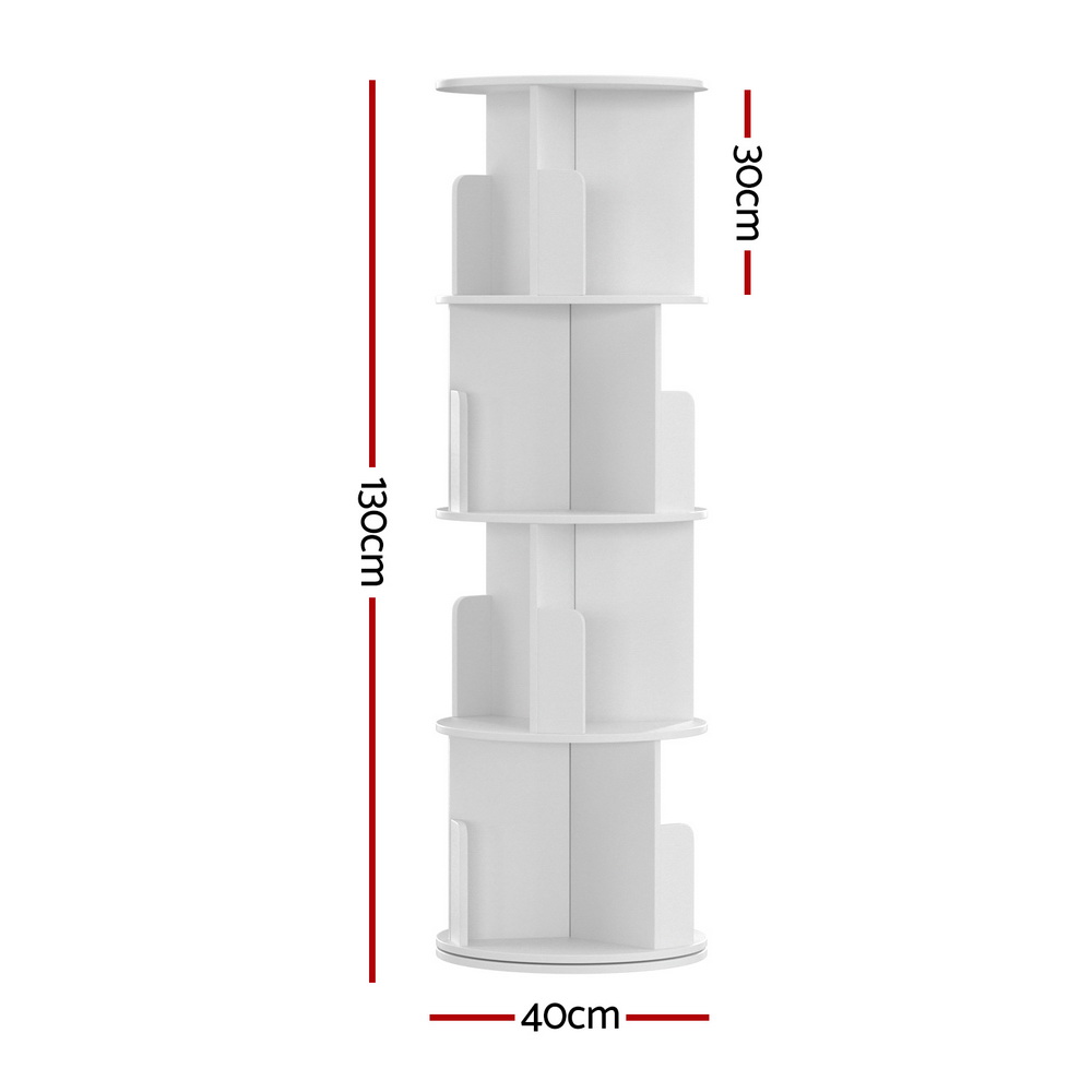 Artiss Edie 4-Tier Rotating Bookshelf - White – Sumo Deals Artiss Bookshelf 4 Tiers Edie White Product Image