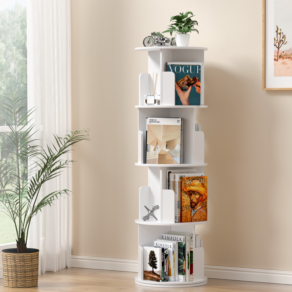 Artiss Edie 4-Tier Rotating Bookshelf - White – Sumo Deals Artiss Bookshelf 4 Tiers Edie White Product Image