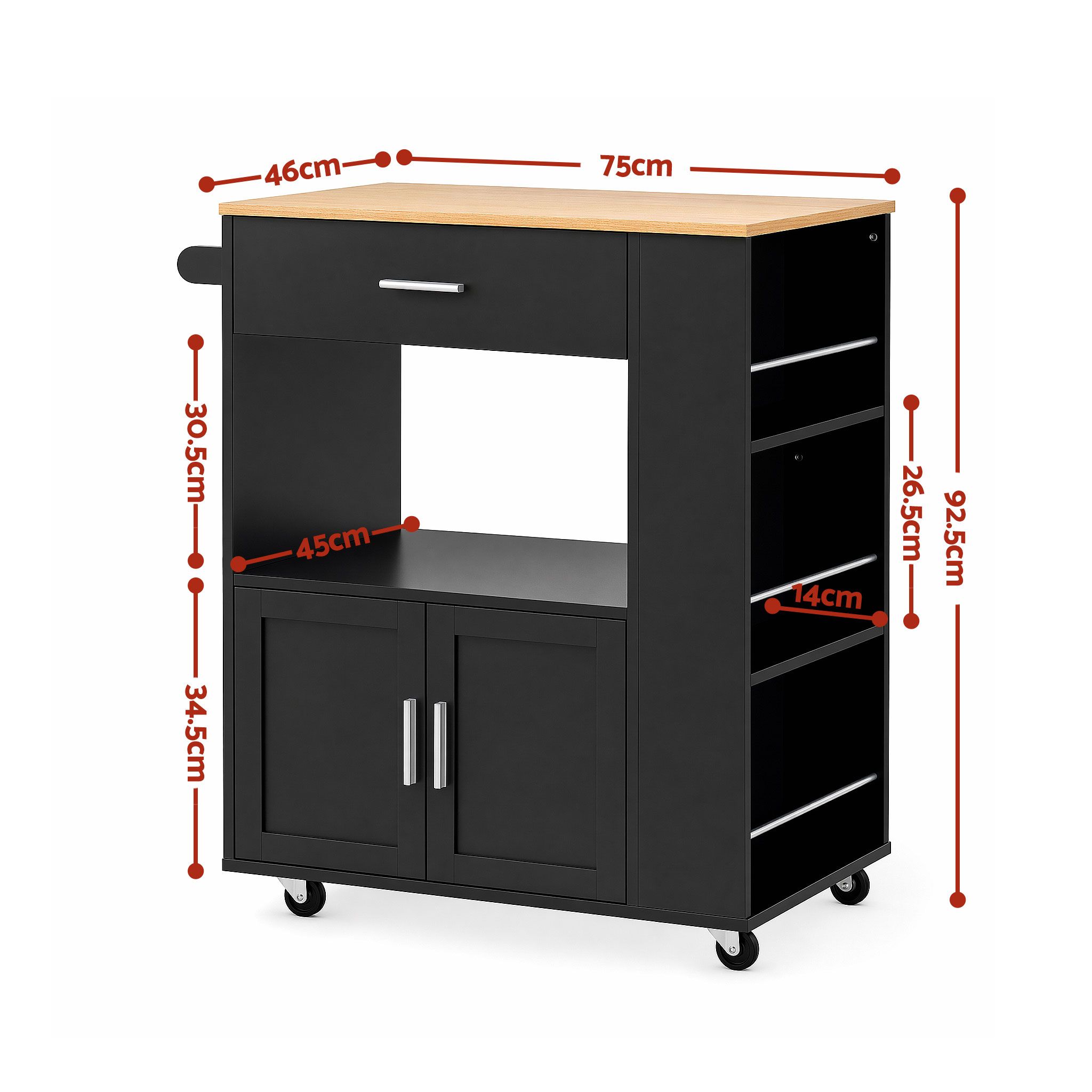 Artiss Kitchen Island Trolley With Storage &Amp; Towel Rack – Sumo Deals Artiss Kitchen Island Trolley Rolling Serving Cart Storage Cart Shelf Towel Rack Product Image