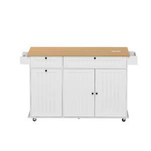Artiss Kitchen Island Trolley Rolling Serving Cart Storage Drawer Cabinet 150Cm White Product Image