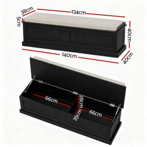 Artiss Storage Ottoman Blanket Box 140Cm Fluted Black Product Image