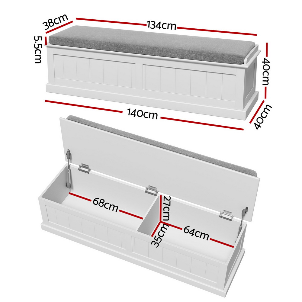 Artiss Storage Ottoman 140Cm Fluted Grey – Sumo Deals Artiss Storage Ottoman Blanket Box 140Cm Fluted Grey Product Image