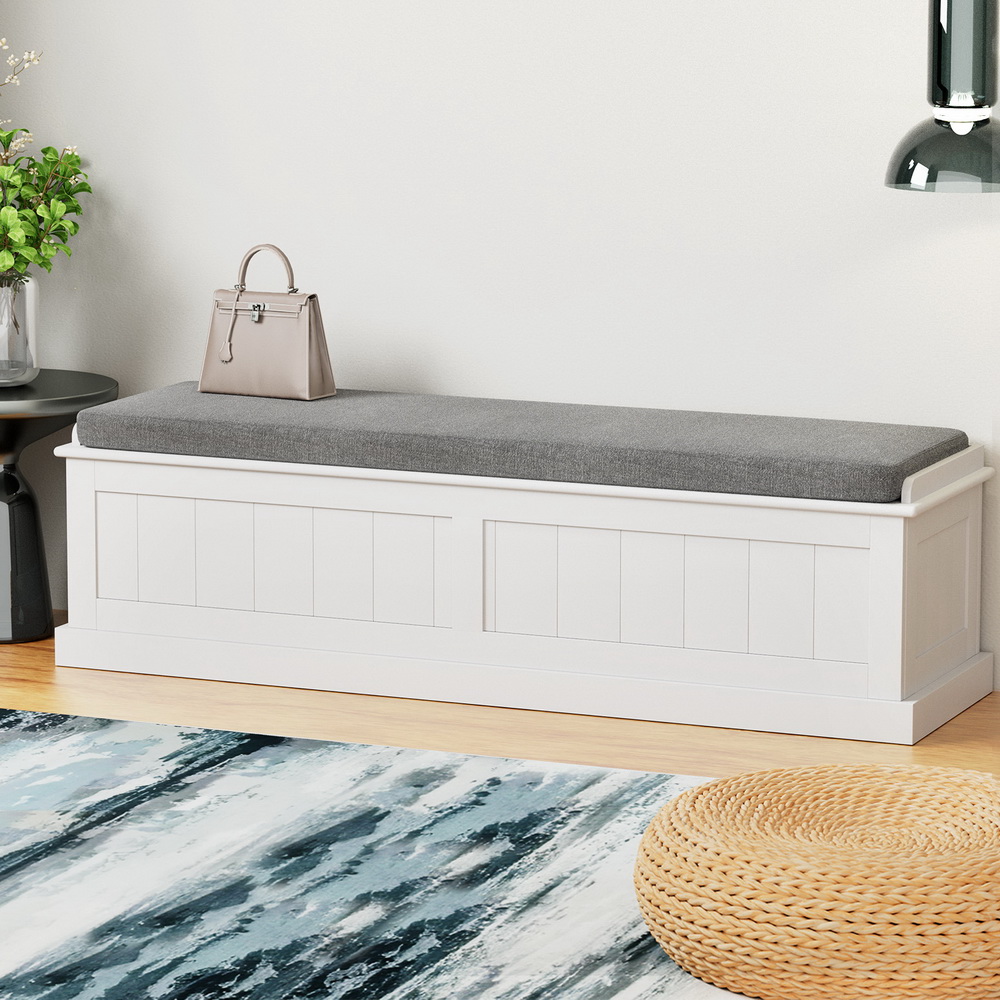 Artiss Storage Ottoman 140Cm Fluted Grey – Sumo Deals Artiss Storage Ottoman Blanket Box 140Cm Fluted Grey Product Image