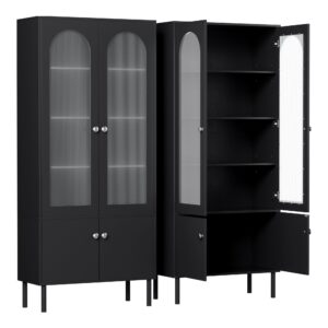 Artiss 2x Buffet Sideboard Cabinet Pantry 5-Tier Storage Cupboard Fluted Black product image