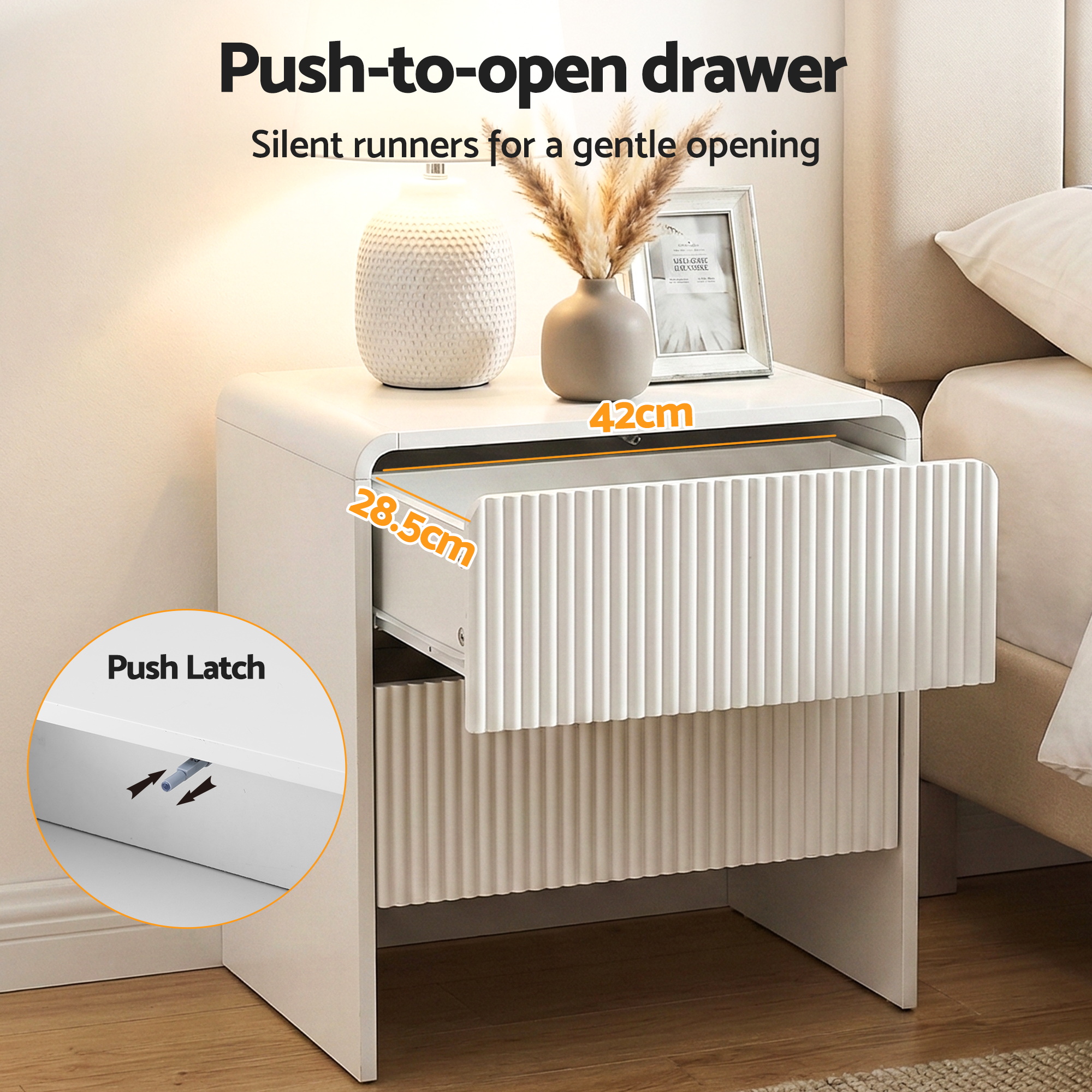 Artiss Bedside Table 2 Drawers - Beige – Sumo Deals Artiss Bedside Table 2 Drawers - Beige Product Image