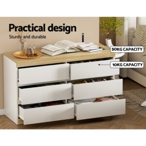 Artiss 6 Chest Of Drawers Cabinet Dresser Table Tallboy Storage Bedroom White Product Image
