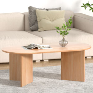 Artiss Coffee Table Oval 110CM Pine Alva product image