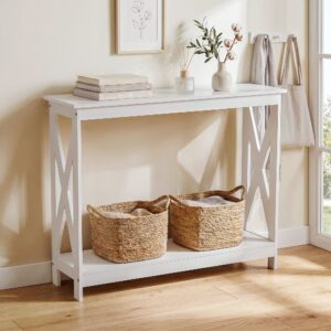 Artiss Console Table Entryway Hallway Display 2-Tier Narrow Sofa Table 100CM White product image