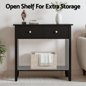 Artiss Console Table 80Cm | Black Hallway Entryway – Sumo Deals Artiss Console Table Hallway Sofa Entryway Entrance 2 Drawers 80Cm Black Product Image