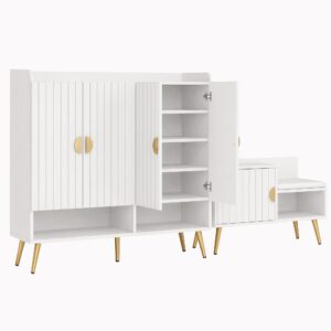 Artiss Shoe Cabinet Bench Set Adjustable Shelf Hallway Living Room White product image