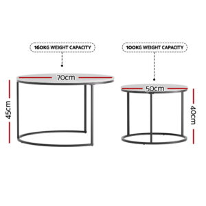 Artiss Nesting Coffee Table Set Of 2 Marble Effect Product Image