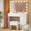 Artiss Darcy Dressing Table With 15 Led Bulbs &Amp; Stool – Sumo Deals Artiss Dressing Table Set Stool 15 Led Bulbs White Darcy Product Image