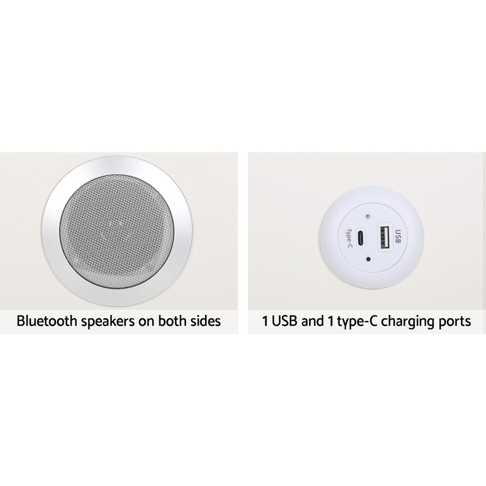 Artiss Aika Smart Bedside Table | Wireless Charging – Sumo Deals Artiss Smart Bedside Table 2 Drawers With Wireless Charging Ports Led White Aika Product Image