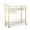 Artiss Bar Cart Drinks Trolley Serving Wine Rack Glass Holder Marble 85cm Gold product image