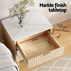 Artiss 2X Bedside Table | 1 Drawer, Shelf, Pine Legs – Sumo Deals Artiss 2X Bedside Table Nightstand 1 Drawer Shelves Pine Product Image