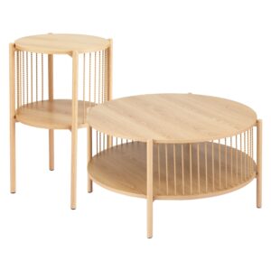 Artiss Coffee Table 2-Tier Round Wood product image