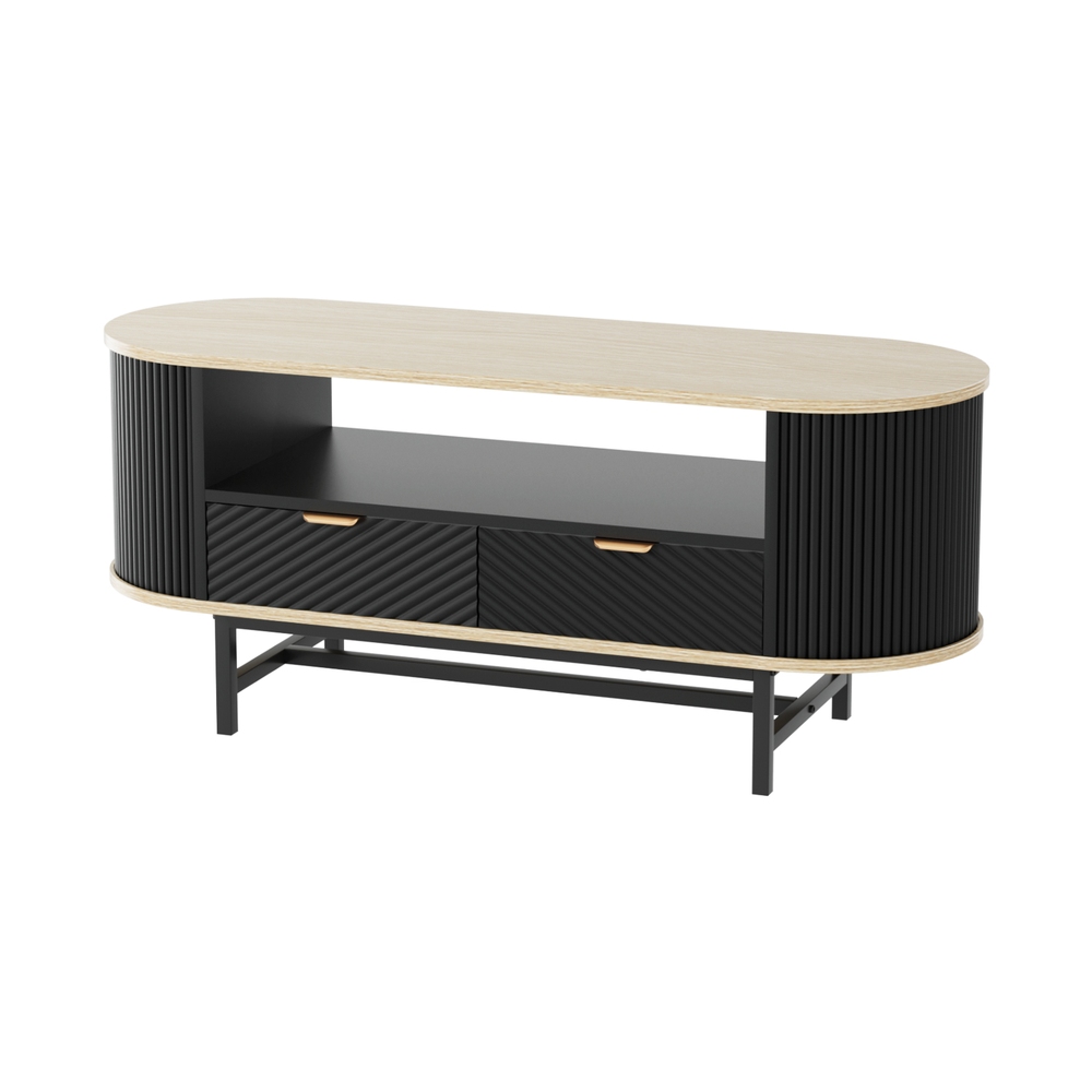 Artiss Coffee Table With Drawer &Amp; Shelf, Wood &Amp; Black – Sumo Deals Artiss Coffee Table Drawer Shelf Wood&Amp;Black Product Image