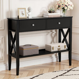 Artiss Console Table 2 Drawers 100CM Black product image