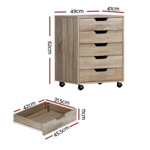Artiss 5-Drawer Filing Cabinet | Mobile Storage Beige – Sumo Deals Artiss 5-Drawer Filing Cabinet Mobile Rolling Storage Cabinet Chest Of Drawers Stand Scratch Beige Product Image