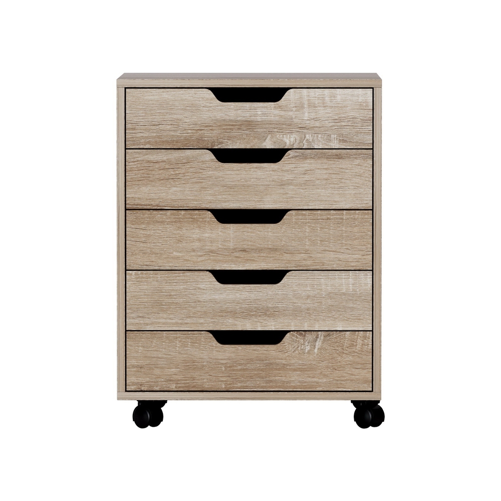 Artiss 5-Drawer Filing Cabinet | Mobile Storage Beige – Sumo Deals Artiss 5-Drawer Filing Cabinet Mobile Rolling Storage Cabinet Chest Of Drawers Stand Scratch Beige Product Image