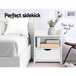 Artiss Bedside Table 1 Drawer With Shelf - Fara White Product Image