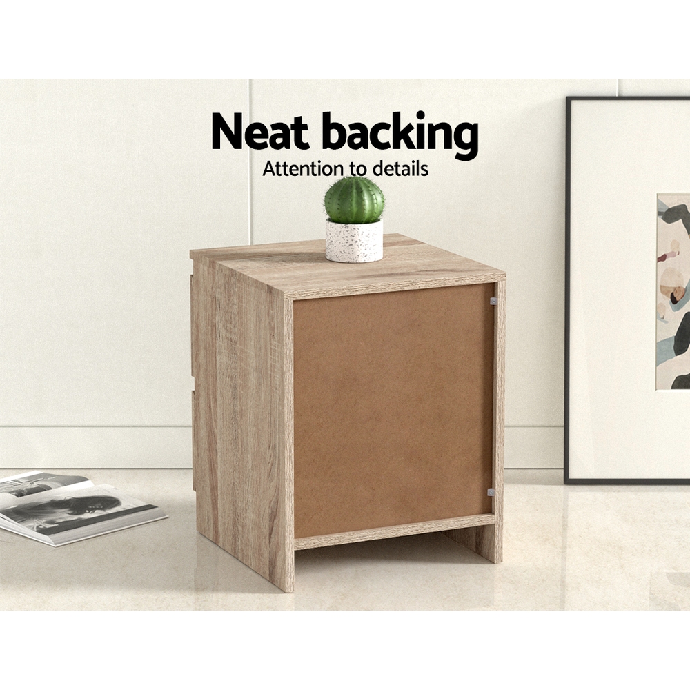 Artiss Pepe Oak Bedside Table - 2 Drawers – Sumo Deals Artiss Bedside Table 2 Drawers - Pepe Oak Product Image