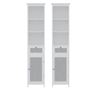 Artiss Bathroom Storage Cabinet White Rattan 161Cm – Sumo Deals Artiss Bathroom Cabinet Storage X2 White Rattan 161Cm Product Image