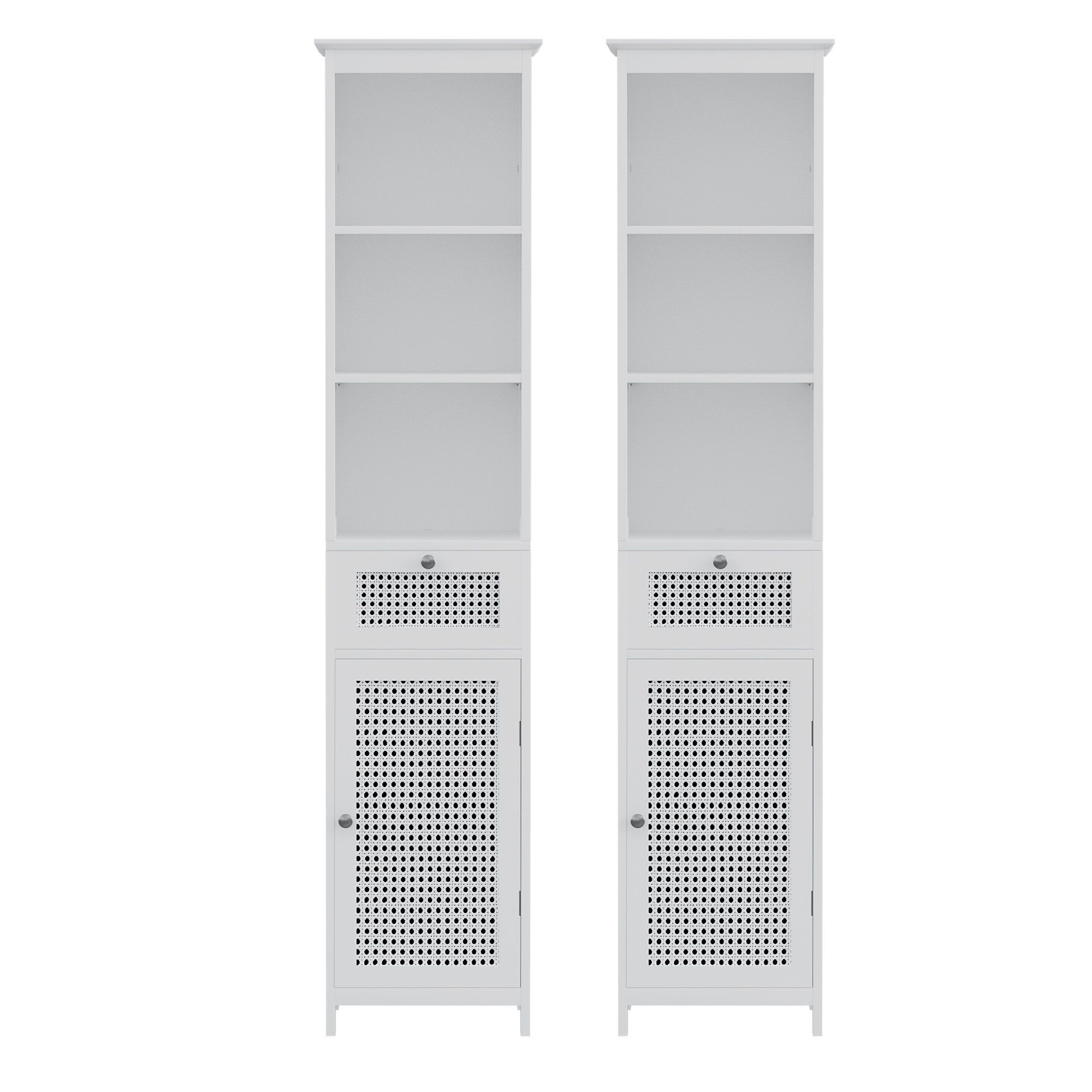 Artiss Bathroom Storage Cabinet White Rattan 161Cm – Sumo Deals Artiss Bathroom Cabinet Storage X2 White Rattan 161Cm Product Image