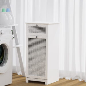 Artiss Laundry Hamper Cabinet Bathroom Storage White Rattan Clothes Basket product image