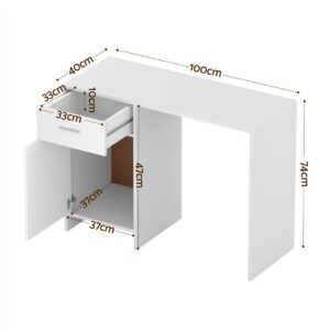 Artiss Computer Desk Drawer Cabinet White 100Cm Product Image