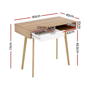 Artiss Computer Desk With Drawer &Amp; Shelf, Oak 90Cm – Sumo Deals Artiss Computer Desk Drawer Cabinet Shelf Oak 90Cm Product Image