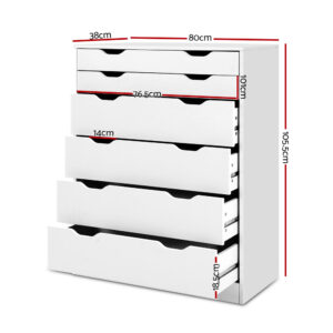 Artiss Myla White 6-Drawer Tallboy – Sumo Deals Artiss 6 Chest Of Drawers - Myla White Product Image