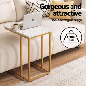 Artiss C Shaped End Table Set Of 2 Coffee Table Side Table White &Amp; Gold Product Image