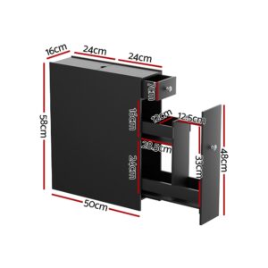 Artiss Bathroom Storage Cabinet Toilet Slim Tissue Box Caddy Holder Side Wooden Black Product Image