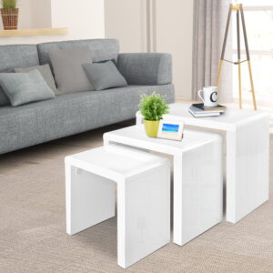 Artiss Nesting Coffee Table Set of 3 Glossy White product image